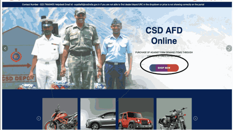 CSD Canteen Car Bike purchase Online Portal