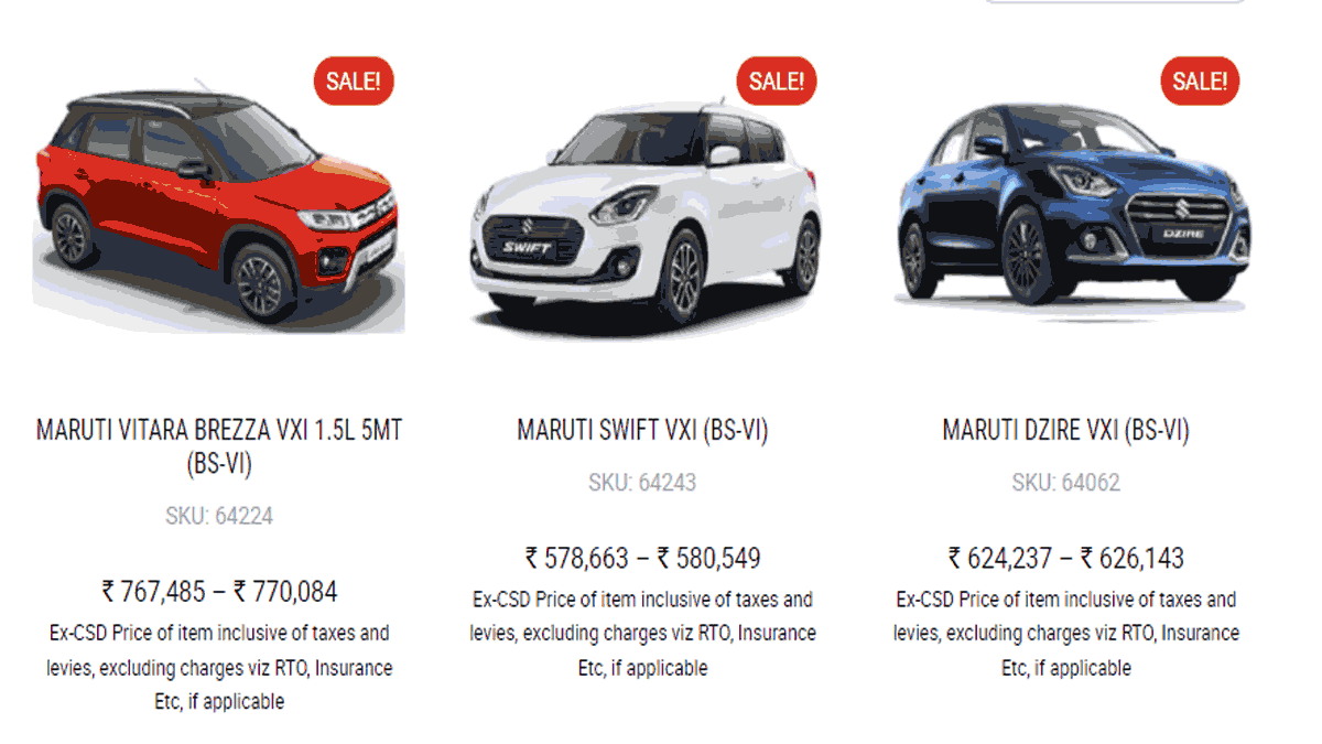 CSD Car Price List 2022 CSD AFD Price